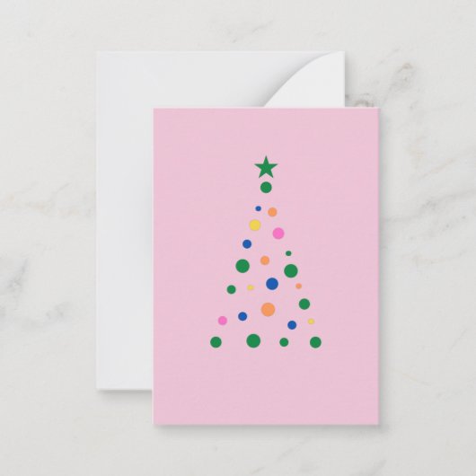Moderne roze kerstboom - aangepaste back-begroting notitiekaartje (Voorkant)
