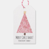 Moderne roze kerstboom cadeaulabel (Achterkant)