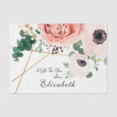 Moderne roze koraal bloemige Waterverf personalise Tissuepapier (Voorkant)