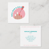 Moderne roze koraal nagelsalon minimalistische man vierkante visitekaartje (Voorkant / Achterkant)