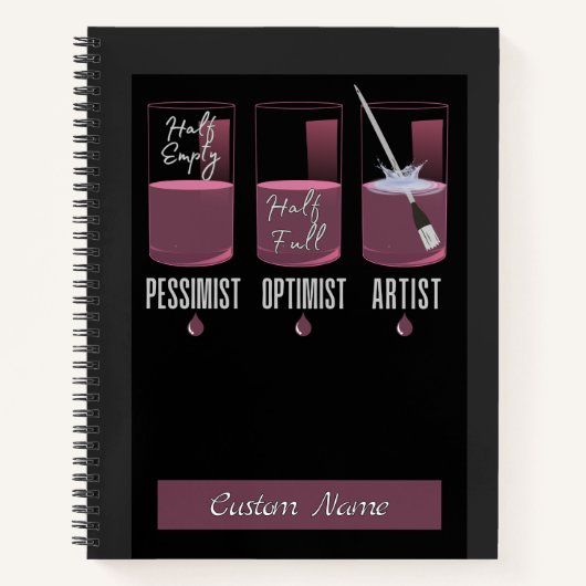 Moderne roze kunstenaar Pessimist Optimist Sketchb Notitieboek (Voorkant)