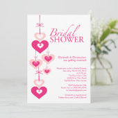 Moderne roze liefde harten Bridal Shower Kaart (Staand voorkant)