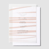 Moderne Roze Lijnen Abstracte Kunst Bruiloftsfeest Vellum Uitnodigingen (Offset)