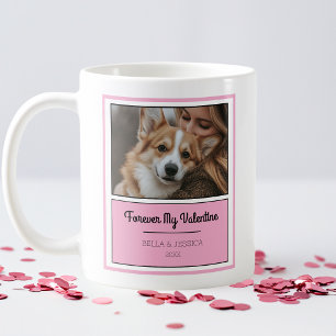 Moderne Roze Lijst Gepersonaliseerde Dog Valentijn Koffiemok