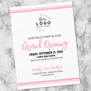 Moderne Roze Logo Zakelijke Grand Opening Briefkaart