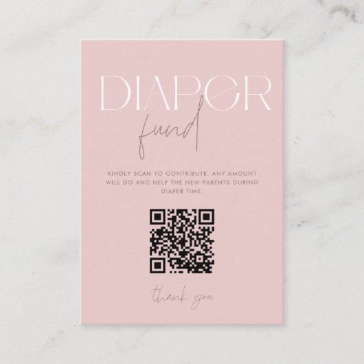 Moderne roze luier Baby shower QR-code Informatiekaartje (Voorkant)