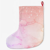Moderne roze marmer & Glitter Sparkles Grote Kerstsok (Achterkant)