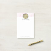 Moderne Roze Marmer Simuleer Folie Monogram Post-it® Notes (Op bureau)