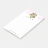 Moderne Roze Marmer Simuleer Folie Monogram Post-it® Notes (Schuin)