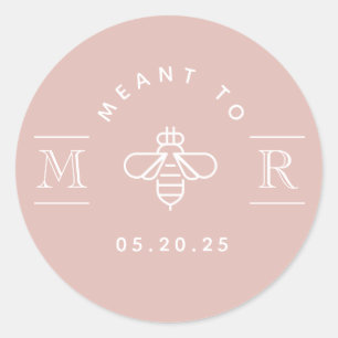 Moderne Roze Meant to Bee Trouwfeest Honing Favor Ronde Sticker