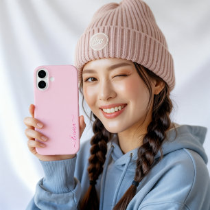 Moderne roze meisjesprint trendy iPhone 16 hoesje