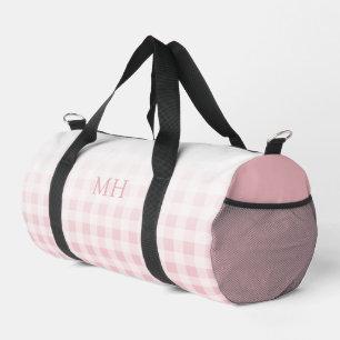 Moderne Roze Minimaal Gingham Patroon Monogram Plunjezak