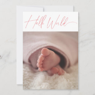 Moderne roze minimalistische foto geboorte Baby Aankondiging