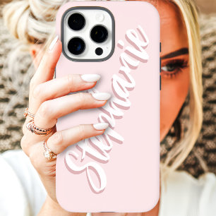 Moderne Roze Minimalistische Script Naam iPhone 16 Pro Max Hoesje