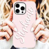 Moderne Roze Minimalistische Script Naam Case-Mate iPhone Case