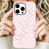 Moderne Roze Minimalistische Script Naam Case-Mate iPhone Case