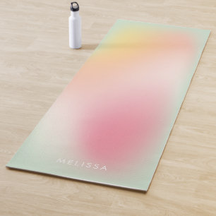 Moderne roze mint pasta ombre gradiënt fitness yogamat