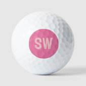 Moderne Roze Monogram Initiaal Golfballen (Voorkant)
