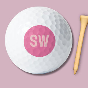 Moderne Roze Monogram Initiaal Golfballen
