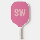 Moderne Roze Monogram Initiaal Pickleball Paddle (Voorkant)