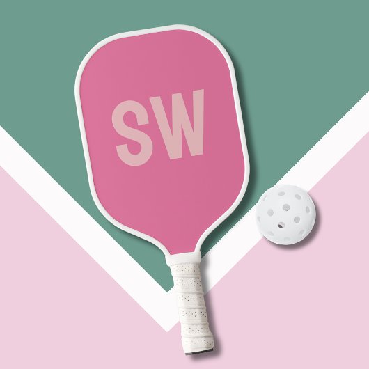 Moderne Roze Monogram Initiaal Pickleball Paddle