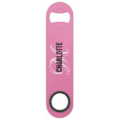 Moderne roze monogramme naambalk speed flessenopener (Voorkant)