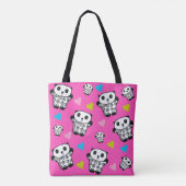 Moderne Roze Mooie Kawaii Panda Beer Harten Draagtas (Achterkant)