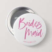 Moderne roze naam van het Manuscript van de Borste Ronde Button 7,6 Cm (Voorkant /achterkant)