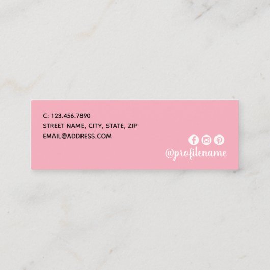 Moderne roze nagellak mini visitekaartje (Achterkant)