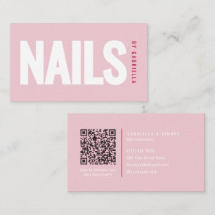 Moderne Roze Nagelstudio QR Code Visitekaartje