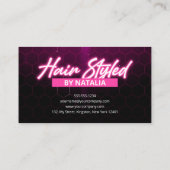 Moderne Roze Neon Hair Salon Verwijs een vriend Aanbevelingskaartje (Achterkant)