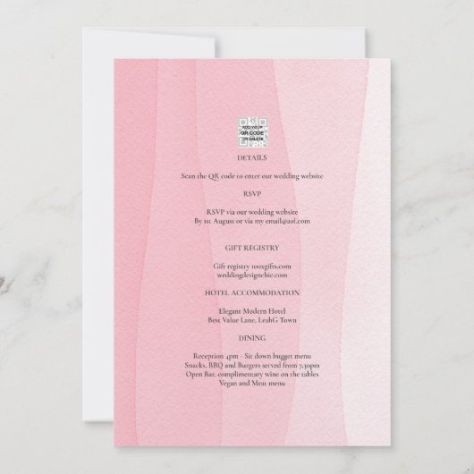 Moderne roze ombré trouwuitnodigingen met ijs-effe kaart (Achterkant)