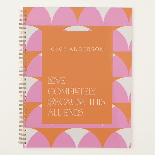 Moderne roze oranje geometrische liefde volledig g planner (Voorkant)
