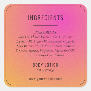 Moderne roze Oranje lijst met ingrediënten Vierkante Sticker