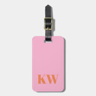 Moderne Roze Oranje Monogram Eerste Letters Gepers Bagagelabel