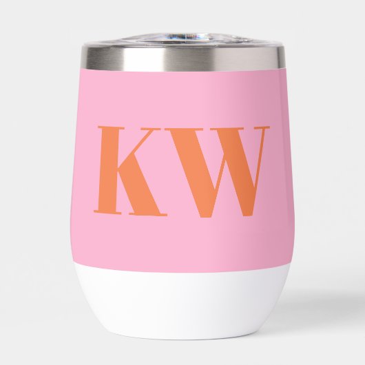 Moderne roze Oranje monogram Initialen op maat (Voorkant)
