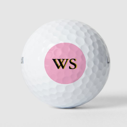 Moderne roze Oranje monogram Initialen op maat Golfballen (Voorkant)