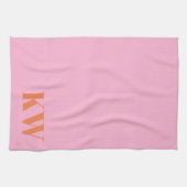 Moderne roze Oranje monogram Initialen op maat Theedoek (Horizontaal)
