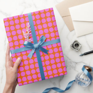 Moderne Roze Oranje Retro Stip Valentijnsdag Vet S Cadeaupapier