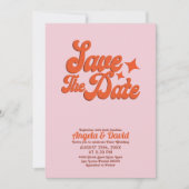 Moderne  roze oranje retro Wedding Kaart (Voorkant)