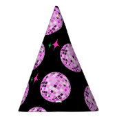 Moderne roze Paarse Disco Ball Black Feesthoedjes (Rechts)