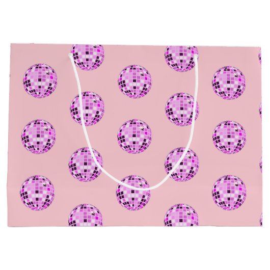 Moderne roze Paarse Disco Ball Pattern Pastel Roze Groot Cadeauzakje (Achterkant)