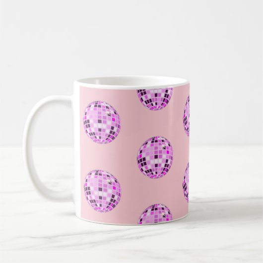 Moderne roze Paarse Disco Ball Pattern Pastel Roze Koffiemok (Links)