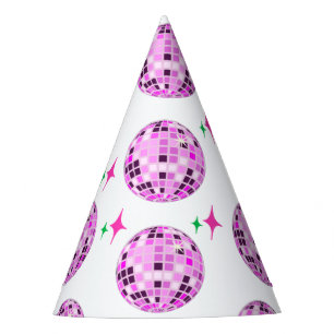 Moderne roze Paarse Disco Ball White Party Feesthoedjes