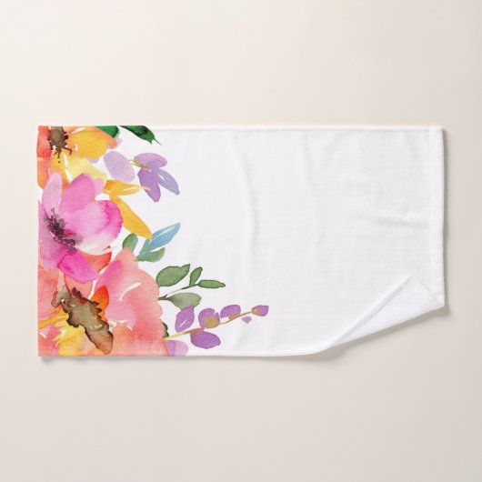 Moderne roze Paarse Floral Pattern Waterverf Bad Handdoek (Handdoek)