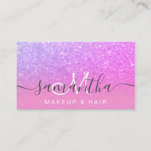 Moderne roze paarse glitter ombre make-up haar visitekaartje