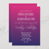 Moderne roze Paarse gradiënt bruiloft uitnodiginge Kaart (Voorkant / Achterkant)
