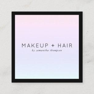 Moderne roze paarse gradiënt holografische make-up vierkante visitekaartje