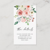 Moderne roze peach Florals QR Code Weddenschap Det Informatiekaartje (Voorkant)