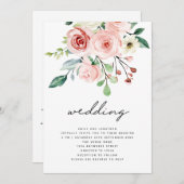 Moderne roze peach Florals QR Code Weddenschap Kaart (Voorkant / Achterkant)